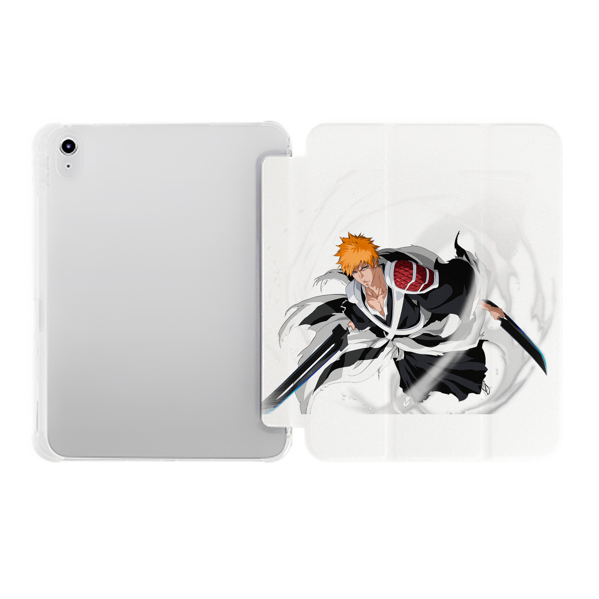 （画像用） ブリーチ 黒崎一護（くろさき いちご）BLEACH Kurosaki Ichigo IPad ケース ペン収納付き 三つ折りスタンド PUレザー×シリコン 対応機種9.5/10.5/10.9インチ